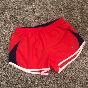 Red nike running shorts